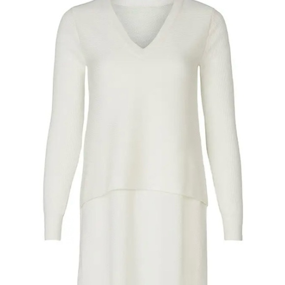 Derek Lam Collective Asymmetrical White V-Neck Sweater Sz-XSmall - Picture 1 of 6